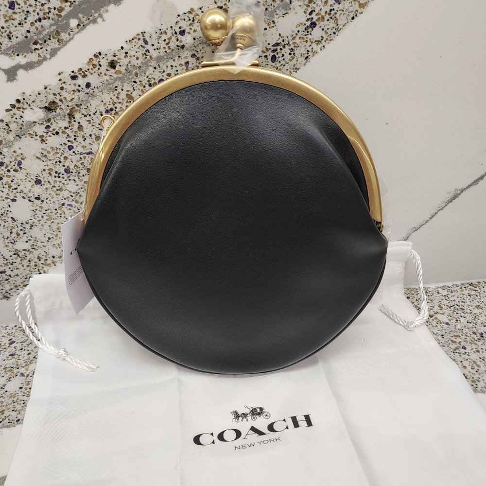 COACH Kisslock Pouch 20 Round Tortilla Mini Bag in Black NWT